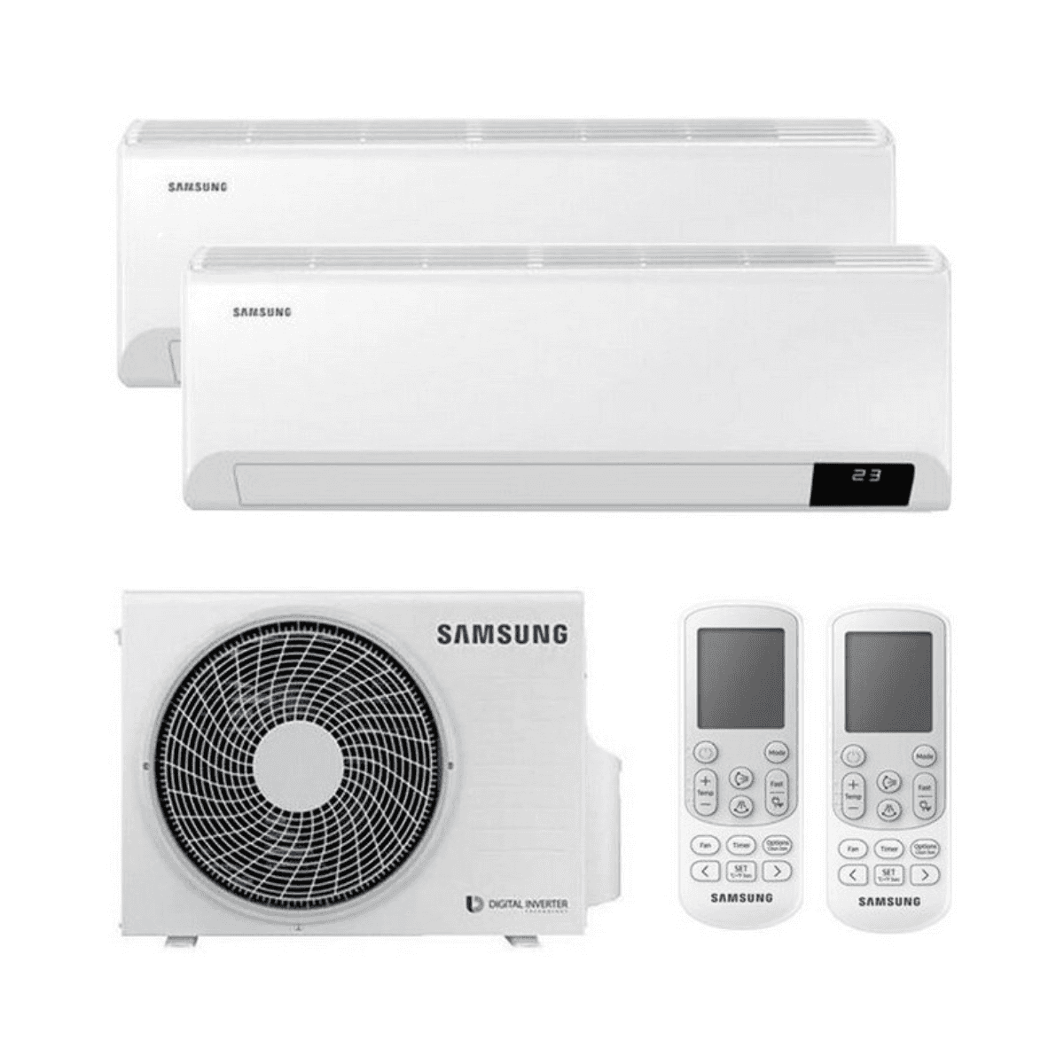Ar condicionado fixo 2x1 Samsung Wind Free Comfort AR09 + AR12 9000 BTU + 12000 BTU com referência KITSAMWINDFREE09+18 da marca SAMSUNG