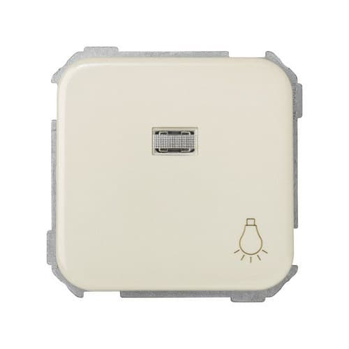 Illuminated push button with integrated light, engraved symbol, and quick terminal system ivory Simon 31 with reference 31661-31 from the brand SIMON