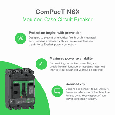 Disjuntor ComPacT NSX250N 50kA AC 4P4R 250A TMD com referência C25N4TM250 à marca SCHNEIDER ELECTRIC
