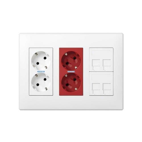 Surface-Mount/Flush-Mount Wall Box Kit 3 Double Elements with 1 Double Socket, 1 Double UPS, and 2 Plates 2RJ45 White Simon 500 Cima with reference 51000305-030 from the brand SIMON