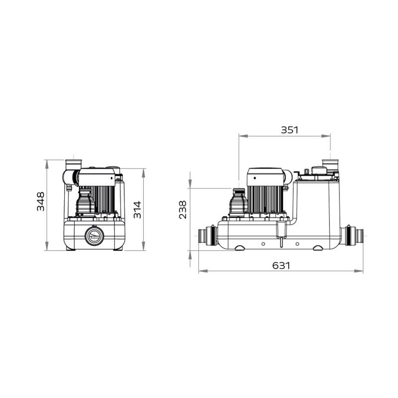 Bomba de evacuação SFA SANICOM 1 para águas cinzentas de uso intensivo com referência 04COM1M à marca SFA SANITRIT
