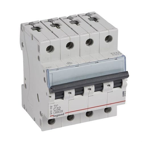 Disjuntor Magnetotérmico TX3 4P 32A Curva C 6kA com referência 403629 à marca LEGRAND