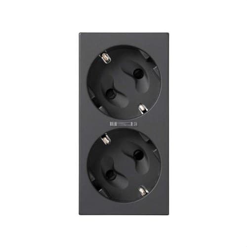 Double Schuko Socket with Safety Device, LED and Screw Terminal Grey Simon 500 Cima with reference 50010472-038 from the brand SIMON