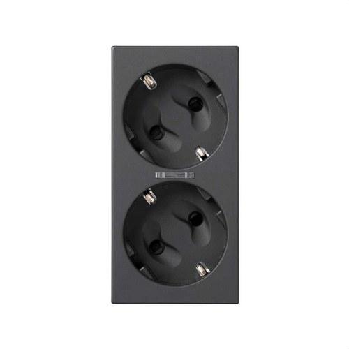 Tomada schuko dupla com dispositivo de segurança, LED e ligação por parafuso cinza Simon 500 Cima com referência 50010472-038 à marca SIMON
