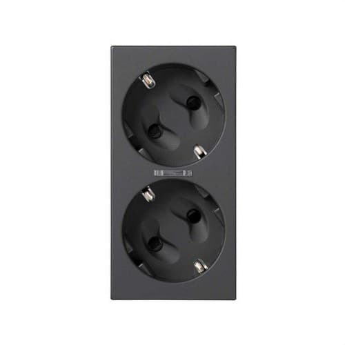 Double Schuko socket base with safety device, LED and 1Click® connection grey Simon 500 Cima with reference 50010432-038 from the brand SIMON