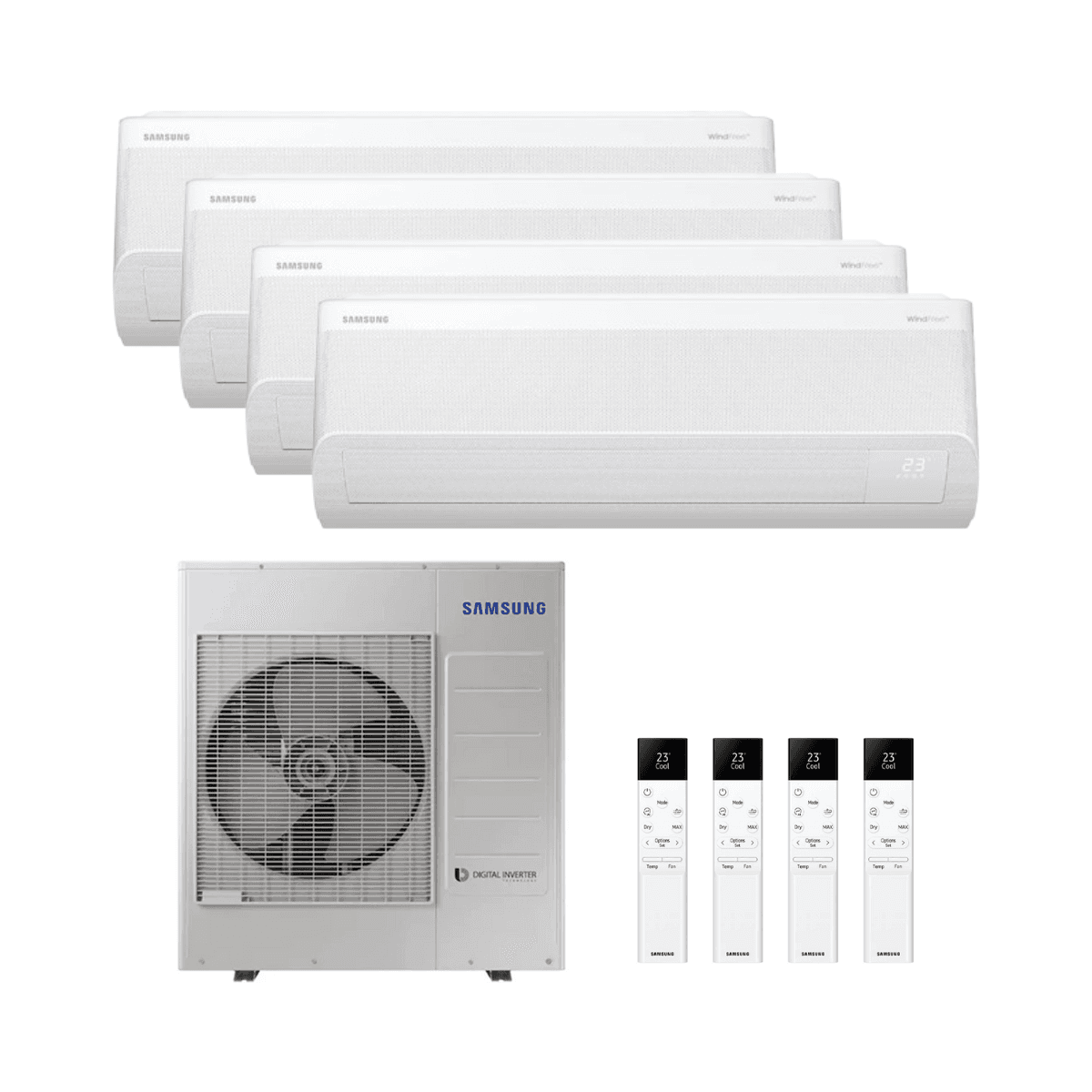 Ar condicionado 4x1 com wifi Samsung WindFree Elite S2 2,5 kW (2) + 3,5 kW (2) com referência WFELITE4X109091212 à marca SAMSUNG