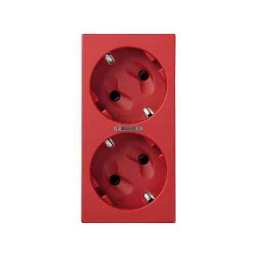 Double Schuko Socket with Safety Device, LED, and Red Screw Terminal Simon 500 Cima with reference 50010472-037 from the brand SIMON