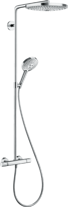 Conjunto de duche termostático Raindance Select S Showerpipe 300 com referência 27133000 da marca HANSGROHE