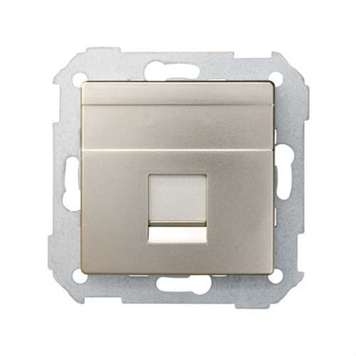 Flat voice and data plate with dust cover for 1 RJ45 AMP® connector aluminium Simon 82 with reference 82005-34 from the brand SIMON