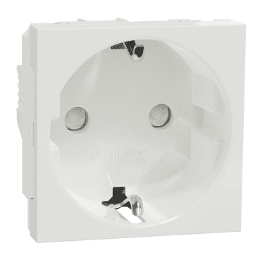Base de tomada schuko branco polar New Unica com referência NU303718 à marca SCHNEIDER ELECTRIC