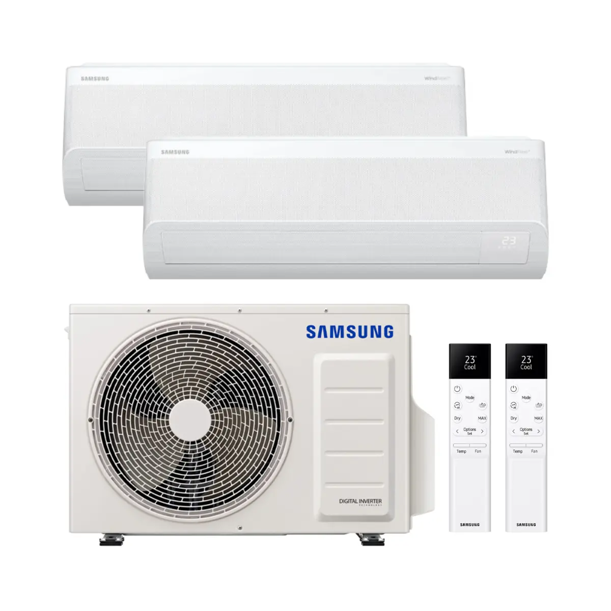 Ar condicionado 2x1 com wifi Samsung WindFree Comfort S2 2,5 kW + 3,5 kW com referência KITSAMWINDFREE09+12 à marca SAMSUNG