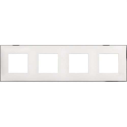 Moldura decorativa para 2x4 módulos branco cromo Classia com referência R4802M4WR da marca BTICINO