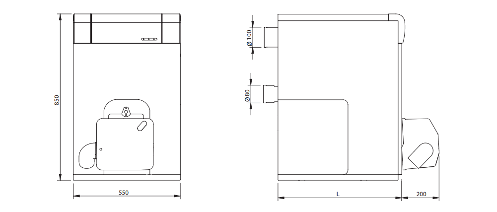 Caldeira a gasóleo de condensação Domusa JAKA 20 HFD CONDENS de 19 kW com referência TJAK000071 à marca DOMUSA