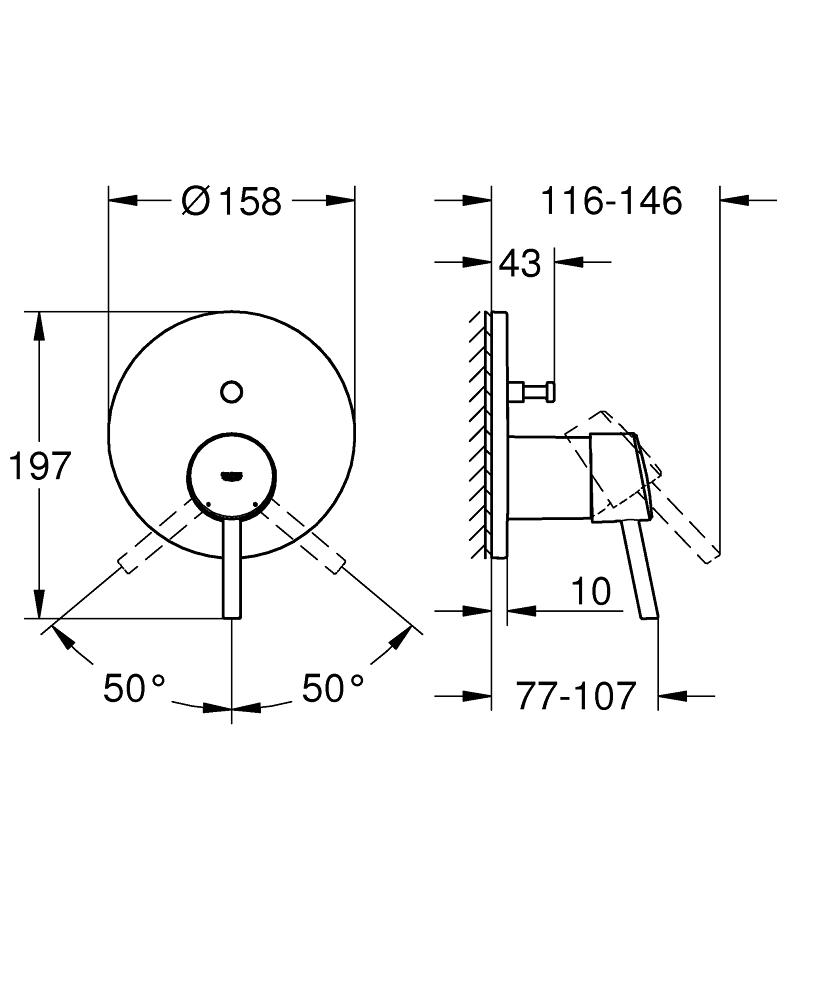 Misturadora de duche monocomando com inversor de duas vias Grohe Concetto com referência 24054001 à marca GROHE