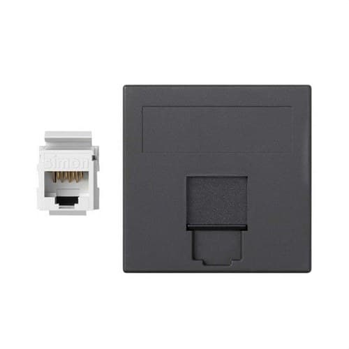 Flat voice and data plate with dust cover, 1 element with 1 RJ45 category 6 UTP graphite Simon 500 Cima with reference 50002085-038 from the brand SIMON