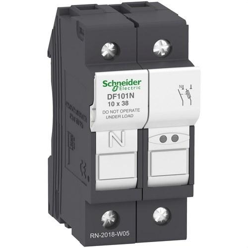Porta-fusíveis Tesys DF 1P+N 32A 690VAC tamanho do fusível 10x38mm com referência DF101N à marca SCHNEIDER ELECTRIC