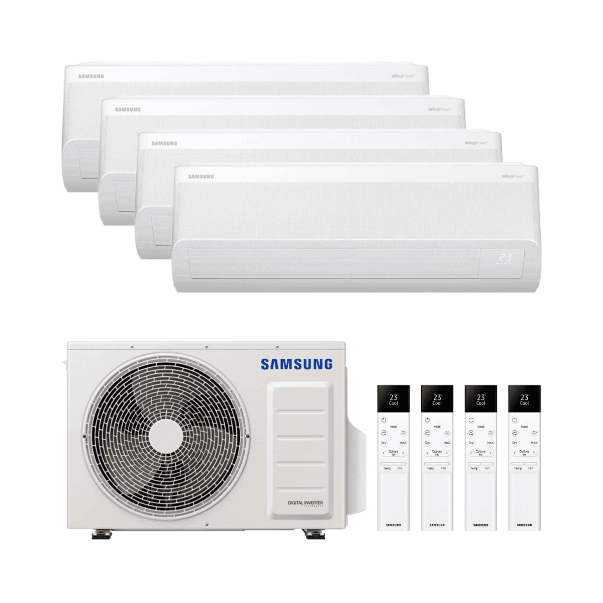 Ar condicionado 4x1 Samsung WindFree Comfort S2 2,5kW 9000 BTU com referência SAMFJM4X180-09 à marca SAMSUNG