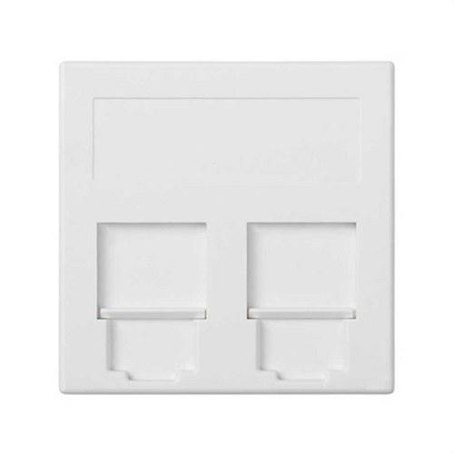 Placa de voz e dados plana com protetor de poeira 1 elemento para 2 RJ45 compatibilidade com outros fabricantes branco Simon 500 Cima com referência 50000089-030 à marca SIMON